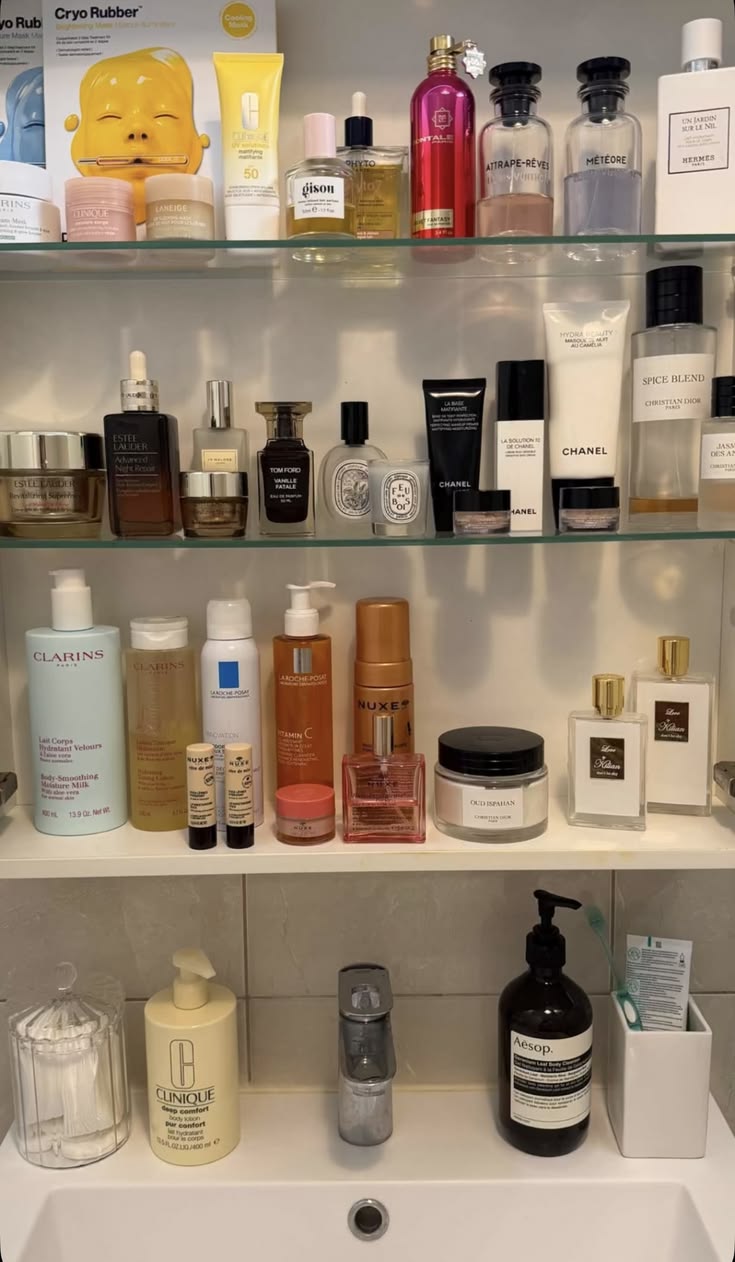 Two-shelf bathroom cabinet: top shelf the trusted routine, bottom shelf the panic-buys